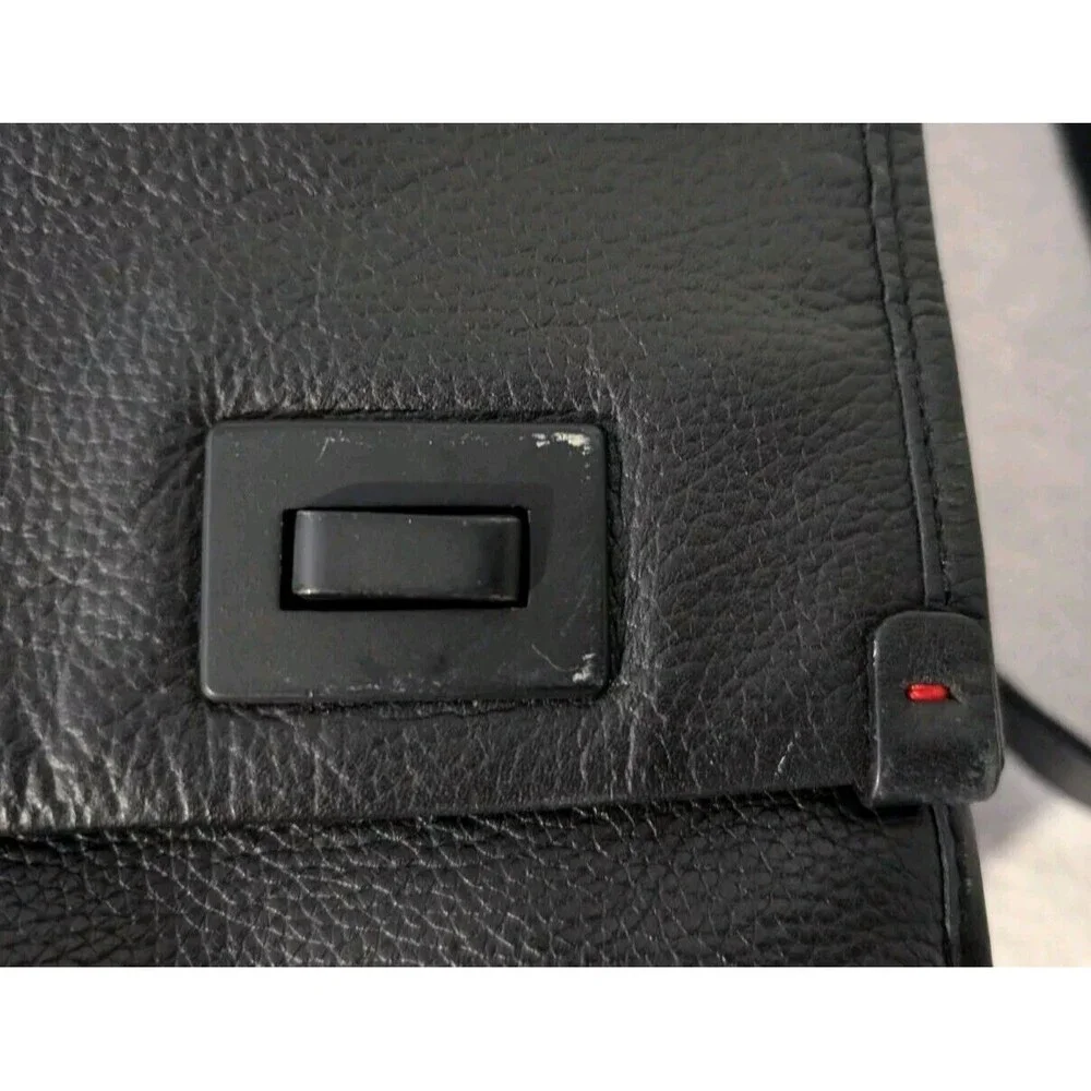 Lloyd Messenger Bag Black Pebbled Leather Turn Locks Briefcase